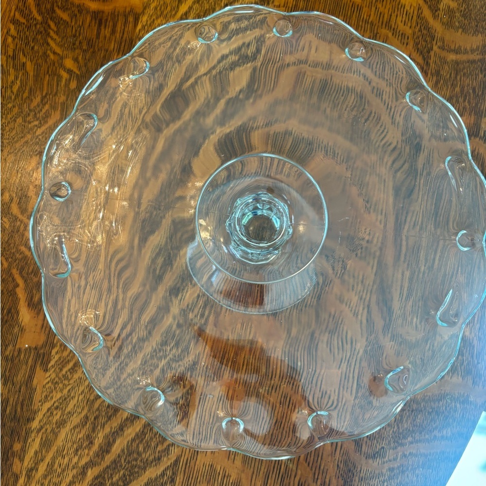 vintage Indiana Glass clear glass Teardrop pattern cake stand - Picture 7 of 9